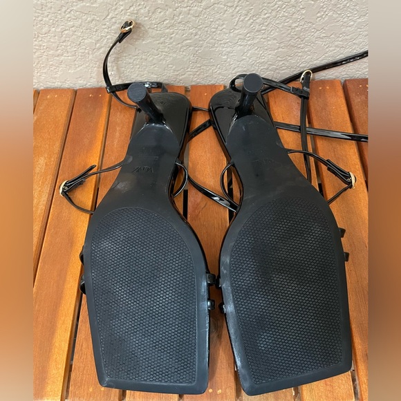 ZARA Black Sandals Heels sz 39 - Picture 2 of 4